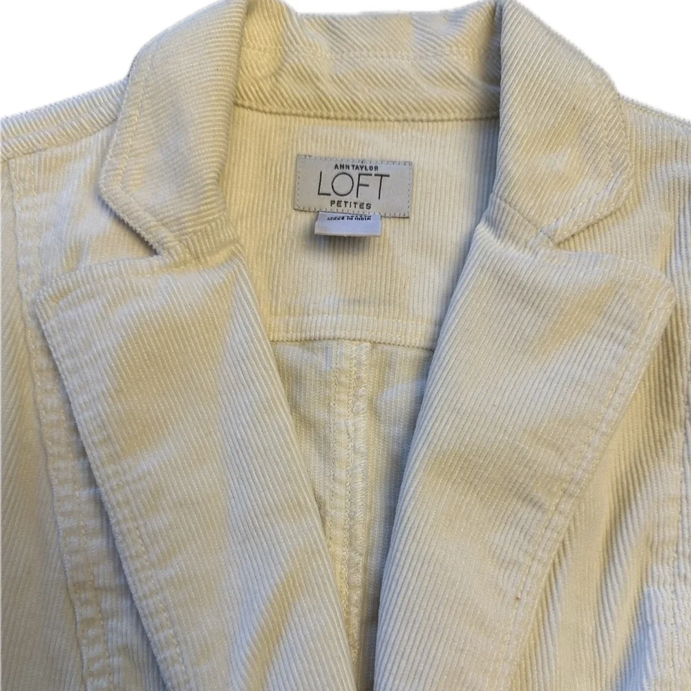 Anne Taylor Loft Corduroy  Blazer Business Casual Minimalist Cream Petite 4